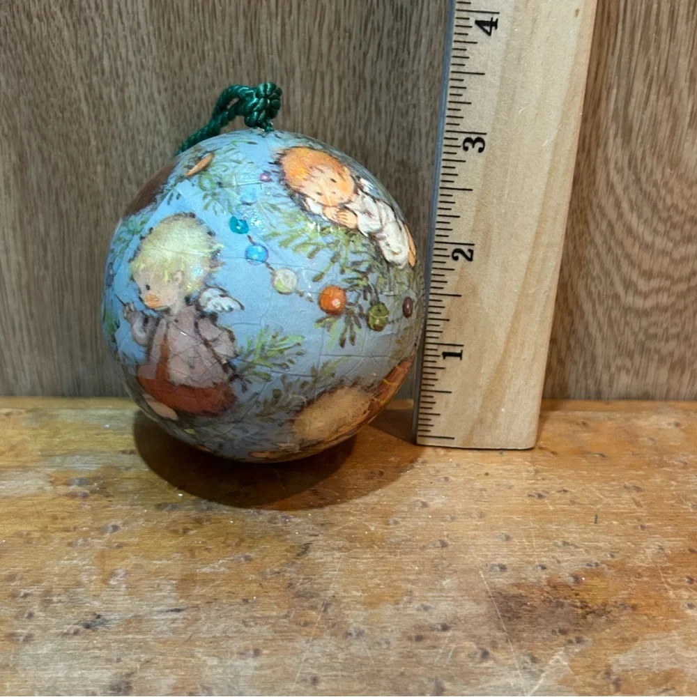 Vintage 1978 Reflections Barry Patch Paper Mache Angel Babies Christmas Ornament